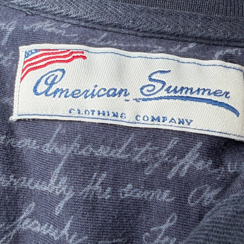 American Summer Mens Size Large USA Flag Polo Shirt Patriotic Cotton Navy Red - Picture 4 of 10